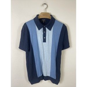 Todd Snyder Polo Shirt Mens Small Blue Silk Blend Short Sleeve Striped